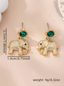 1对时尚优雅的镶钻大象耳环，简约设计，适合女性日常佩戴、度假、约会、节日等多种场合。