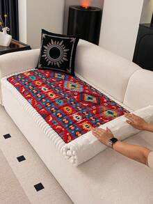 1pc Bohemian Style Sofa Cushion Cover Thicken Anti-Slip Sofa Slipcovers For Living Room Bedroom Outdoor Sofa Cover Pet Stain Prevention 4-Season Sofa Seat Cushion Cover For L-Shaped Single Seat Recliner And 1/2/3/4 Seater Sofas New Decorations For Spring And Summer Homes - Red - View 6