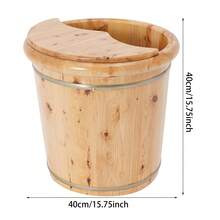 Footbath Bucket, Footbath Barrel, Wooden Footbath Bucket,15.75*15.75in, For Foot Soaking And Foot Massage - Redwood - View 2