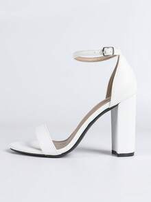 Women's Chunky Block Heels Open Toe Ankle Strap High Heel Pump Sandals - trắng - Xem 6
