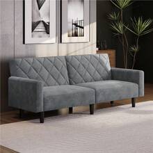 Costoffs 3-In-1 Velvet Convertible Futon Sofa Bed Upholstered Futon Couch With Diamond Tufted Design - Green - View 4