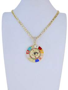 1 قلادة بسلسلة على طراز عين الشيطان الدوارة متعددة الألوان مطلية بالذهب، رمز الحظ والروليت - عين الشر - مشاهدة 4