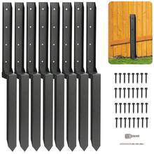 GCCSJ Fence Post Repair Kit, 8 Pack One-Piece Fence Post Anchor, 33.5" Heavy Duty Steel Anchor Stakes, Thickened Rustproof Anchor Ground Spike For Repair Tilted, Broken Wood Posts Support (Black) - 8-pack - View 2