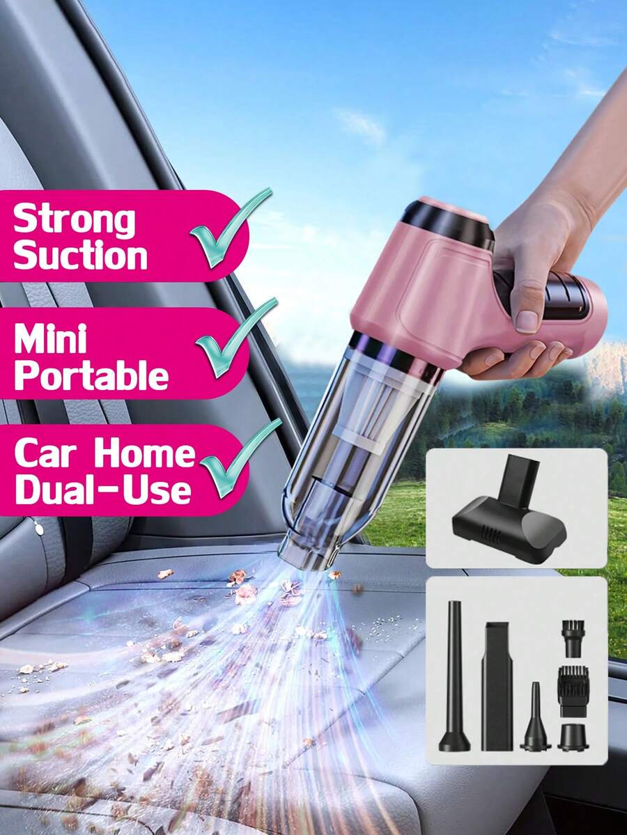 Car Vacuum Portable Cordless, 2 In 1 Vacuum Cleaner&Air Duster, Handheld Vacuum Cordless With 2400mAh Battery, Deep Detailing Cleaning Kit Of Car Interior, With Multi-Nozzles For Car, Home, Office, Pet, Desk, Keyboards, Car Accessories