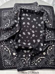 1条波西米亚风70厘米头巾，休闲腰果印花方巾/领巾，男女皆宜