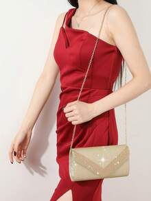 水钻首饰闪亮水滴项链耳环手链套装，可搭配手拿包，适合派对、晚宴等场合，金色亮片水钻翻盖优雅信封手拿包，浪漫婚礼、春夏链条单肩包、新娘包、正式舞会手拿包、优雅晚礼服包，完美搭配节日派对礼服和晚礼服。