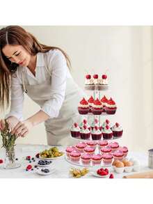 多层亚克力蛋糕展示架，婚礼、生日派对甜点食品架 - 無色 - 查看 9