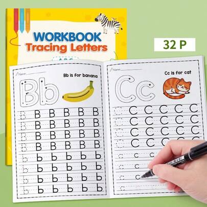 1pc 26 Uppercase & Lowercase English Tracing Book, Handwriting Practice For Primary School Students, Preschool Transition