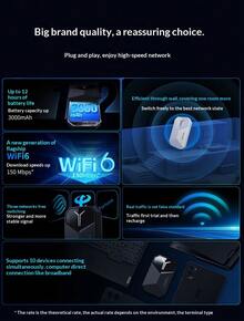 Lenovo Portable WiFi, Tri-Network Compatible, SIM-Free, Car-Mounted 4G Portable Internet Access Device, 2025 Legion LM60 Portable WiFi, Black - Black - View 3