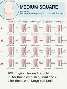 10pcs Pink Cat Eye French Manicure Stickers, Minimalist & Cute Daily Style, Long Trapezoid Fake Nails, Suitable For Women, Girls And DIY Nail Art Enthusiasts - Baby Pink - View 3