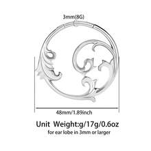 1件新款花朵造型316不锈钢圆形优雅耳坠，适用于耳垂拉伸穿孔，女士身体饰品耳环