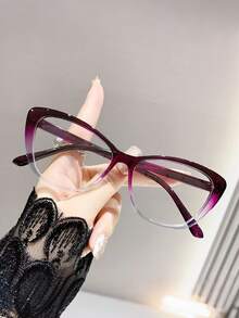 1副时尚猫眼无度数眼镜，欧式风格，适合日常生活、学习和通勤。 - 無色 - 查看 8