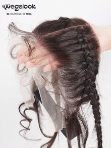 MEGALOOK 13x4 Ear To Ear Lace Frontal Braided Hairpiece 100% Human Hair Block Hair Accessories For Women Pre-Braid Hairline With Baby Hair Real Human Hair Braids Lace Hairline Topper Natural Hairline Half Wig 10-18 Inch - Soft & Full No Shedding Can Be Dyed And Bleached Daily Use Styled Freely Cheap Suitable For Women Will Give You Shining Look For Daily Life, Like Wedding,Makeup,Lashes, Dates, And Party - SNatural - View 6