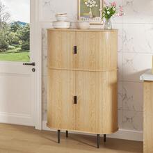 47.27" Fluted Storage Cabinet,  Narrow Sideboard Buffet, Console Cabinet With Sliding Doors - gỗ - Xem 4