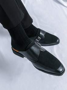 Dép lê da mũi nhọn kiểu dáng slip-on dành cho nam, giày lười hở gót thoải mái cho mùa xuân và mùa thu. - màu đen - Xem 3
