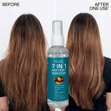 Bruma para el cabello marroquí 7-en-1, Spray para el cabello MELAO infundido con aceite de argán y extractos botánicos, hidratante y nutritivo, deja el cabello suave, liso, brillante y fragante, sin grasa, fácil de desenredar, suaviza eficazmente el cabello encrespado, apto para todo tipo de cabello - azul-verde - Ver 6