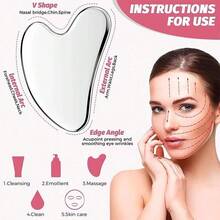 Stainless Steel Heart-Shaped Gua Sha Board, Facial Massage Scraping Tool, Suitable For Skincare, Anti-Wrinkle Care And Facial Beauty Massage, Can Tighten Skin And Brighten Complexion. - Multicolor - View 2
