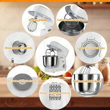 KOKILA Batidora de pie multifuncional de 6,5 cuartos con 10 configuraciones de velocidad - incluye un gancho para masa, batidor y paleta para mezclar, adecuada para hornear, hacer pasteles, etc. - diseño de cabezal inclinable fácil de usar, base antideslizante, tazón para mezclar de acero inoxidablee, pasteles, galletas, pizza, magdalenas, ensaladas y mucho más - Plateada - Tipo de Enchufe A USA (110-127V) - Ver 5