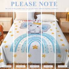 1pc Customizable Rainbow Animal Theme Blanket, White Base With Light Blue Accents, Soft And Washable Polyester Fabric, Suitable For All Seasons And Occasions, Modern Digital Printed Multipurpose Throw Blanket For Sofa, Bed, Car, Tea Room, Bedroom, Bathroom, Living Room, Dining Room, Office, Etc. - Multicolor - View 10