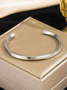 1pc Fashionable Unique Mobius Ring Titanium Steel Bracelet, Unisex Couple Bangle, Suitable For Daily Wear And Boyfriend's Birthday Gift - Möbius - View 3