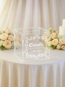 1个透明亚克力婚礼卡片盒，可作签到盒、先生和太太多功能婚礼新娘卡片收纳盒，适用于婚礼招待会、婚礼派对装饰、周年纪念日、节日、新娘送礼会、毕业典礼、婴儿派对装饰、卡片收纳盒，尺寸：30*23*18厘米