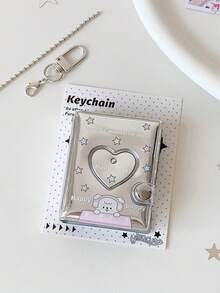 1本闪亮2英寸银色心形镂空相册，卡通星星贴纸收纳册，签名/身份证卡夹 - 彩色 - 查看 15