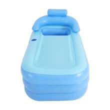 SHIOUCY Blue PVC Inflatable Bathtub, Foldable Adult Spa Tub With Cushion, Portable Soaking Bathtub, Home Inflatable Bath Pool For Home Bathroom Backyard - Blue - View 3