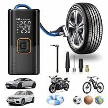 Pompa Kompresor Udara Mobil Nirkabel, Pompa Ban Elektrik Portabel Tekanan Tinggi untuk Mobil, Pompa Sepeda dengan Pengukur Tekanan, Lampu LED dan Aksesori Mobil, Cocok untuk Mobil, Sepeda Motor, Sepeda dan Bola Olahraga - MultiWarna - View 2