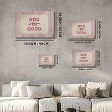 1pc Pink Valentine Decor, Galentine Gift, Pray Wrapped Framed Canvas Wall Art, Vintage Prints Poster, God Is All The Time Good. - Minimalist, Clean, Minimalist, Modern Style, Home Living Room Bedroom Ofice Wall Decor, Birthday Party Decor, Hanging Hardware Included - Wrapped Framed Canvas, Horizontal - Lienzo enmarcado - Ver 8