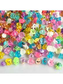 MINKOJA 100PCS/Glow-In-The-Dark Resin Mini Animals – Duck, Dolphin, Frog, Rabbit, Turtle Figurines. Battery-Free, Perfect For Garden, Party, Micro Landscape & Aquarium Decor. Absorb UV Light In Sunlight For A Stronger Glow At Night. - Multicolor - View 5