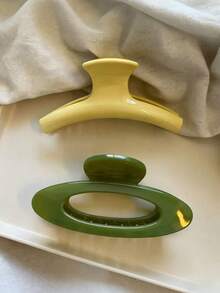 Bộ 2 kẹp tóc/1 kẹp tóc nhựa nhẹ màu vàng xanh kẹo ngọt dành cho nữ, dài 10,5cm, thời trang, đa năng, cao cấp, thanh lịch, đơn giản, màu trơn, phù hợp cho đi chơi hàng ngày, thường ngày, dự tiệc, đi làm, đi biển, đi nghỉ mát, buộc tóc đuôi ngựa, búi tóc, rửa mặt, trang điểm, phụ kiện trang phục. Kẹp tóc càng cua thanh lịch dành cho nữ. - Nhiều màu - Xem 4