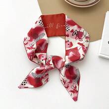 1 chiếc khăn quàng cổ dài màu đỏ, kiểu dáng thanh lịch, có thể dùng làm thắt lưng hoặc cà vạt chuyên nghiệp, khăn nhỏ thời trang họa tiết hoa đỏ dành cho nữ mùa xuân/hè, phụ kiện trang trí, quà tặng (Kiểu dáng được gửi ngẫu nhiên) - Đỏ - Xem 9