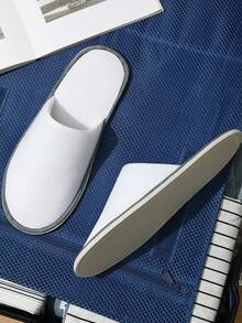 6pcs/Set Casual Solid Color Foldable Slippers, Portable Travel Flats, Unisex White Slip-On House Shoes, Suitable For Weddings, Bridesmaids, All Seasons, Fits US Size 9 - White - View 4