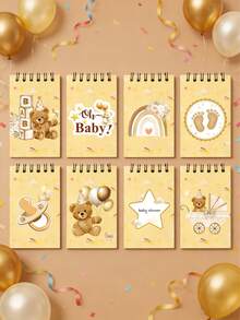 8本婴儿派对小熊便签本，采用可爱的小熊设计，是性别揭晓派对和宝宝一周岁生日庆祝活动的理想之选。这些可撕取的便携式迷你笔记本是婴儿派对的绝佳回礼、派对游戏奖品或日常伴侣，也是学生礼物或返校奖励的绝佳选择。（棕色） - 彩色 - 查看 6