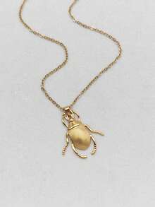 1pc 18K Gold Plated Stainless Steel Beetle Insect Series Pendant Necklace, Unique & Innovative Jewelry - Yellow Gold - View 1