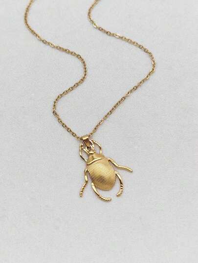 1 st 18K guldpläterat rostfritt stål skalbagge insektsserie hänge halsband, unika och innovativa smycken