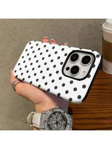 GIIPPA Ốp điện thoại thời trang tối giản chấm bi đen trắng, tương thích với iPhone 17, 16 Pro Max, 15 Pro, 13, 11, 12, XS, 8 Plus, 7, bề mặt bóng, thiết kế 2 trong 1, quà tặng sinh nhật mùa xuân. - trắng - Xem 4