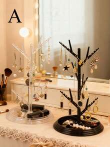 1 pieza Soporte giratorio para exhibición de joyas, soporte para collar y pendientes, pulsera de sobremesa para mujer para viajes