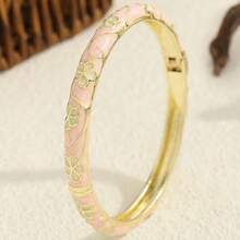 Flower Enamel Bracelet For Women Bohemian  Cloisonne Bracelet Gold Color Plated Bangle Vintage Luxury Jewelry Gifts - màu xanh lá - Xem 4