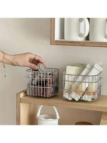 1个多功能桌面浴室铁丝收纳篮，桌面化妆品口红收纳架，家用厨房浴室护肤品收纳架 - 銀色 - 查看 12