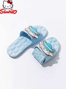 Sanrio 三丽鸥可爱卡通拖鞋 - 酷洛米、美乐蒂、美乐蒂、凯蒂猫。女童鞋、拖鞋、商务旅行拖鞋，酒店室内家用浴室防滑轻便可折叠便携平底拖鞋，EVA材质，适合所有季节和各种场合。 - 藍色 - 查看 4