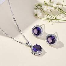 1 Set de joyas de circonita cúbica elegante y de moda, adecuado para citas, fiestas y uso diario de mujeres - Amarillo - Ver 18