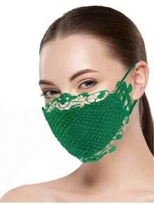 蕾丝耳钩式口罩，万圣节和圣诞节服装口罩，新年礼物，蕾丝薄口罩，户外防尘防晒口罩 - 彩色 - 查看 19