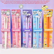 Sanrio (Officially Licensed) 2pcs Hello Kitty Chopsticks Set, Yuguigou Brand New Single Pack Household Chopsticks, Melody Cartoon Anti-Slip Couple Chopsticks, Highly Attractive, Suitable For Home, Travel And Dining (Slight Difference Between Physical Product And Image), School Supplies - Multicolor - View 3