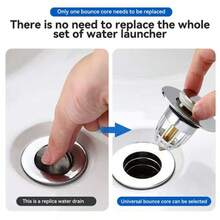 2 X Universal Bathroom Sink Stopper Pop Up Drain Filter Plug Wash Basin Core - 銀色 - 查看 7