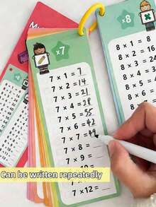 1set Math Games Cards For Kids Math Addition Subtraction Multiplication And Division Flash Cards,Multiplication Flashcards Division Learning Toys For Toddlers(Random Style)(Pen And Ring Color Random),Colors,Kids Educational Toys - Multicolor - View 1