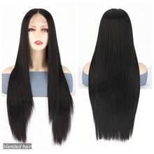 180%密度真人混纺假发，13x4蕾丝前假发，真人混纺直发假发，带婴儿发，高清透明蕾丝前假发，预拔毛前额假发，真人混纺8-36英寸自然黑 - 自然色&黑色系 - 查看 4