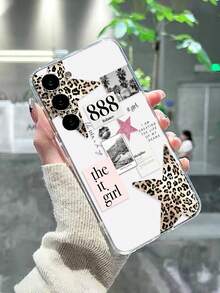 1pc Fashionable Leopard & Star Print Perforated Transparent Protective Phone Case, Compatible With Samsung Galaxy A07/A17/S26/S26 Plus/S26 Ultra, S25/S25 Plus/S25 Ultra, A16/A36/A26/A56/A50/A12/A32/A52/A72/A51/A21S/A13/A14, S24/S24 Plus/S24 Ultra, S20/S23/S22, A53, S20 FE, S21, And Compatible With Xiaomi 11/12 Pro/12/12X/13 Pro/14 Pro/15 Pro/X3 Pro, Redmi 10/9/Note 9/12C/Note 11 Pro/Note 8 Pro/9C/9A, Shockproof Phone Protective Cover - Multicolor - View 5