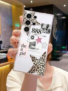 1pc Fashionable Leopard & Star Print Perforated Transparent Protective Phone Case, Compatible With Samsung Galaxy A07/A17/S26/S26 Plus/S26 Ultra, S25/S25 Plus/S25 Ultra, A16/A36/A26/A56/A50/A12/A32/A52/A72/A51/A21S/A13/A14, S24/S24 Plus/S24 Ultra, S20/S23/S22, A53, S20 FE, S21, And Compatible With Xiaomi 11/12 Pro/12/12X/13 Pro/14 Pro/15 Pro/X3 Pro, Redmi 10/9/Note 9/12C/Note 11 Pro/Note 8 Pro/9C/9A, Shockproof Phone Protective Cover - Multicolor - View 1