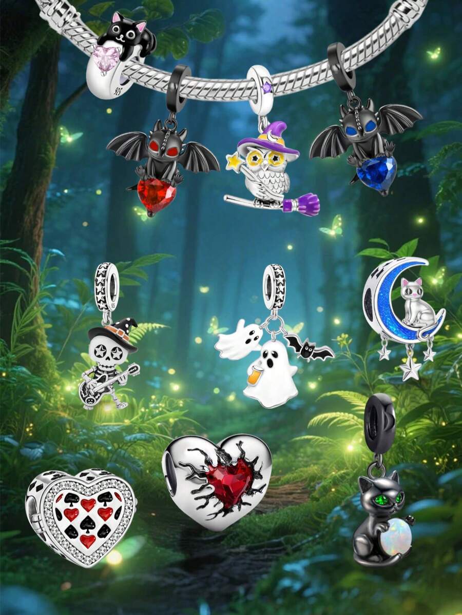 1pc 925 Sterling Silver Halloween Dark Animal Pendant, Suitable For Bracelet DIY, Women Jewelry - Beads 2 - View 1